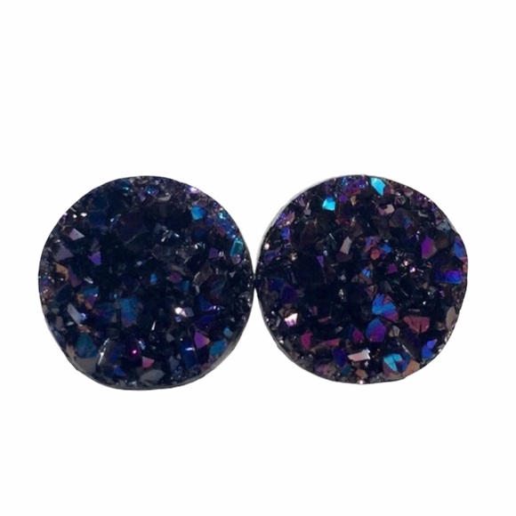 thejeweladdict Jewelry - 3 for 15🎀dark purple magenta faux Druzy studs
